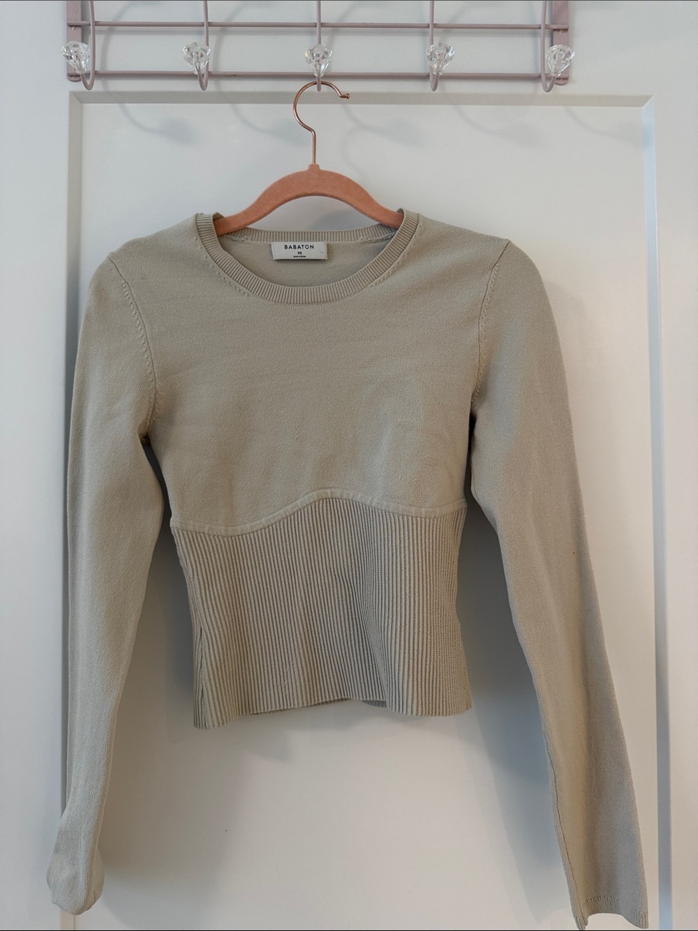 Babaton Long-Sleeve Ribbed Waist Top - Sage